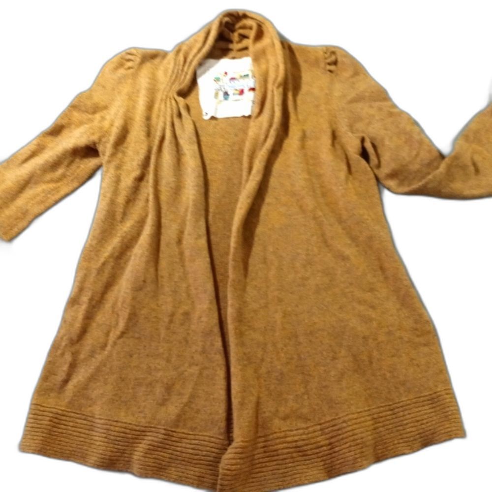 Anthropologie Cardigan Sweater size Small Mustard